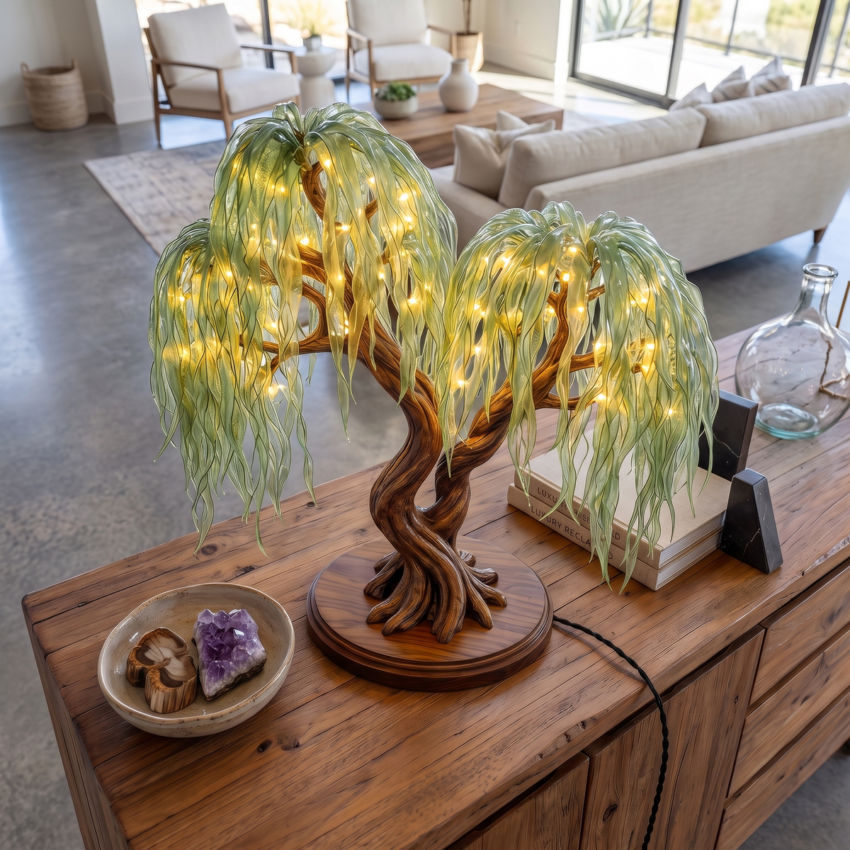 Rustic Willow Tree Lamp For Bedroom And Living Room