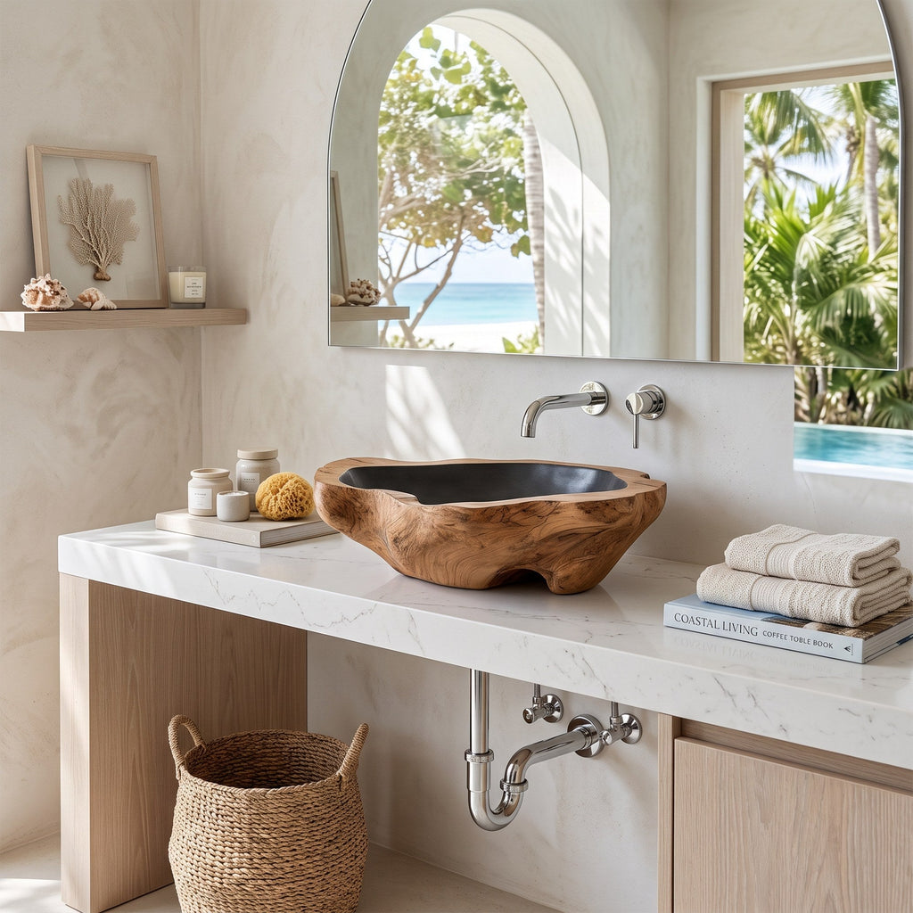 Farmhouse Wooden Vessel Sink For Bathroom