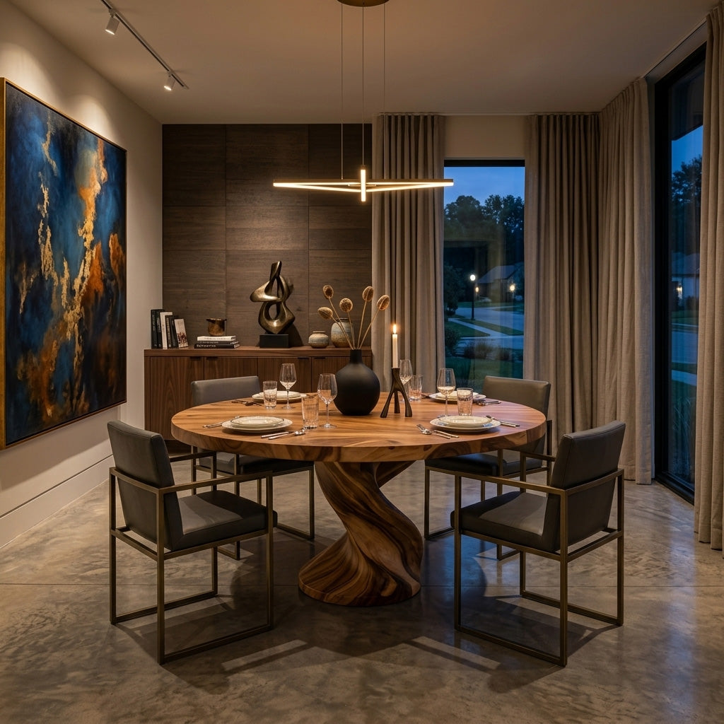 Luxury Twisted Pedestal Dining Table For Dining Room