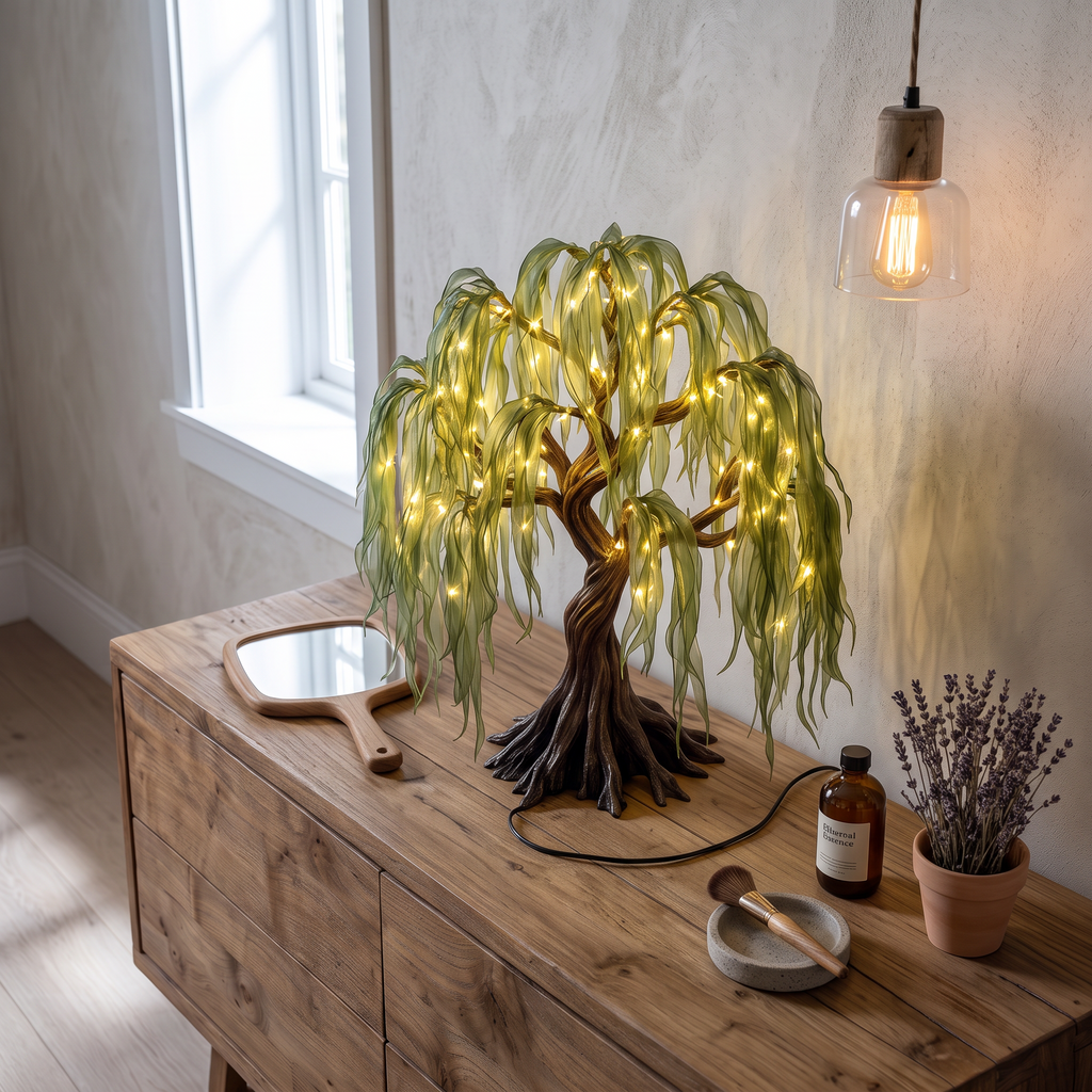 Scandinavian Bonsai Tree Table Lamp For Bedroom Decor