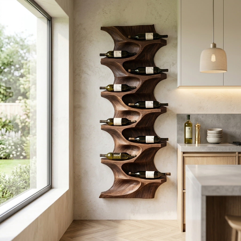 Tall Vertical Wood Wine Rack For Dining Room Walls, 50 to 70 Inch