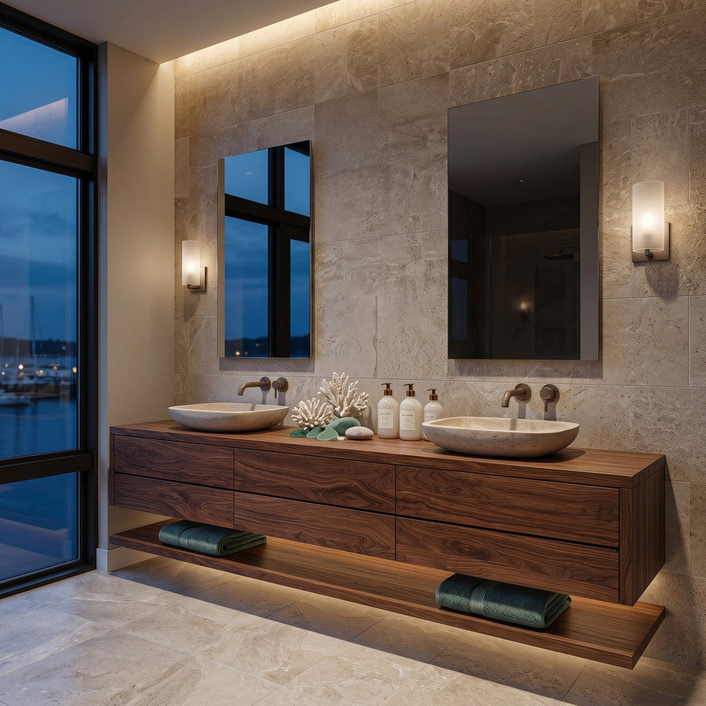 Contemporary Floating Bathroom Vanity With Multiple Drawers For
