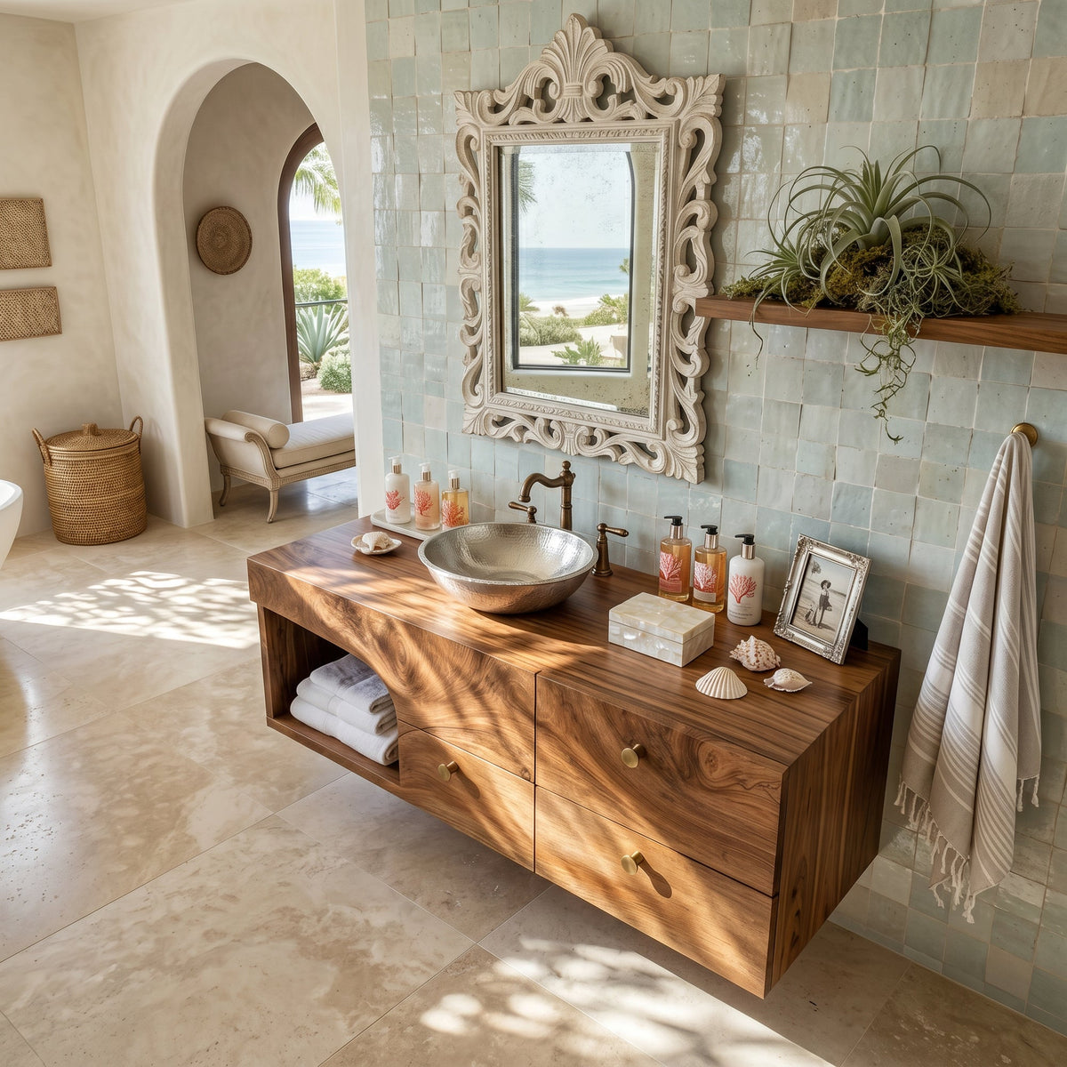 Rustic Floating Vanity For Small Bathroom Renovation