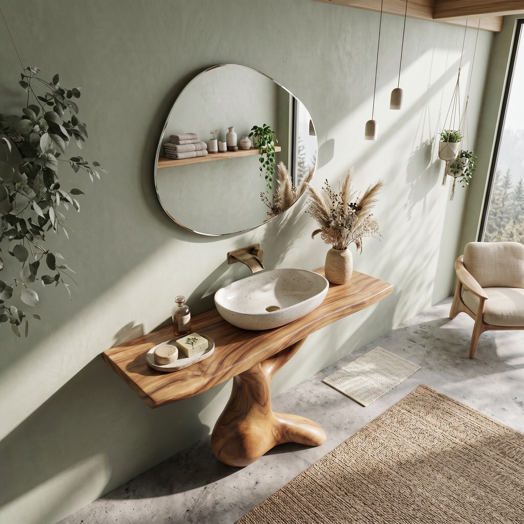 Handcrafted Solid Wood Bathroom Vanity with Minimalist Lines