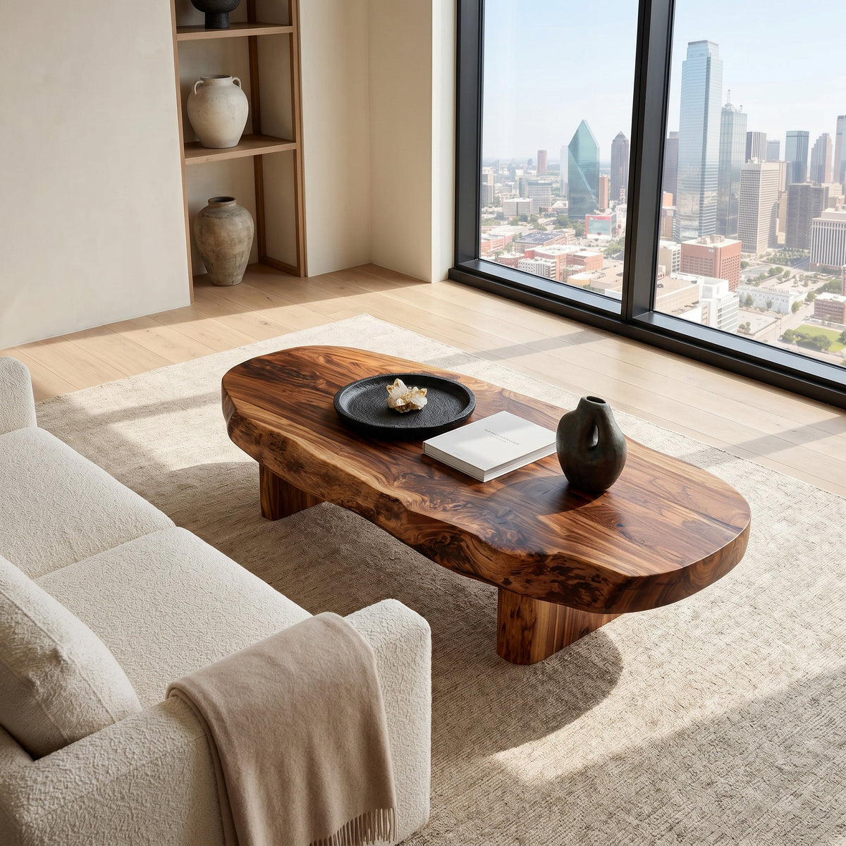 Rustic Coffee Table With Live Edge For Living Room