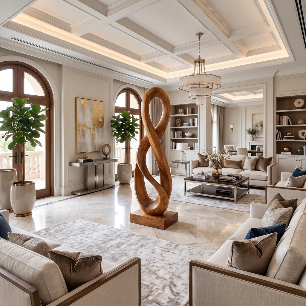 Handcrafted Infinity Wooden Sculpture For Mediterranean Home Decor