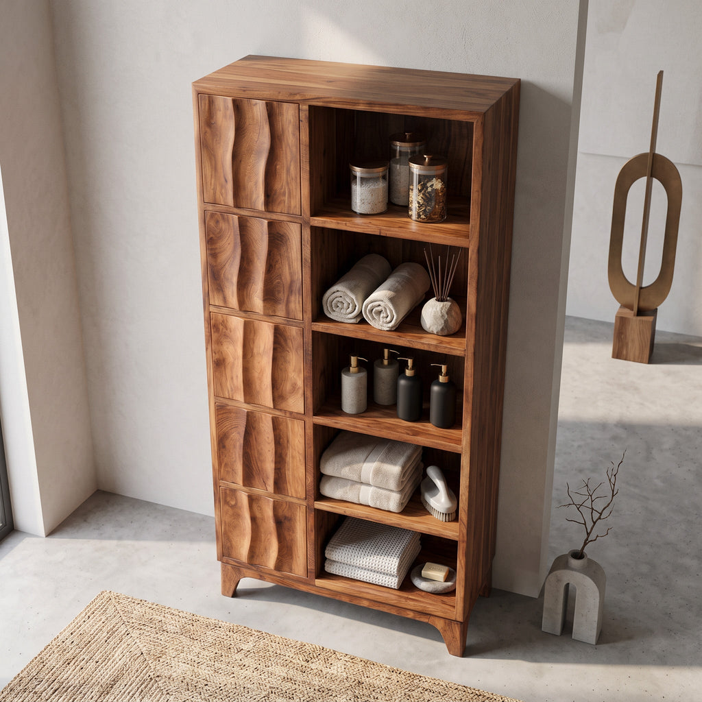 Handcrafted Wooden Bathroom Storage Cabinet For Spa-Inspired Interior