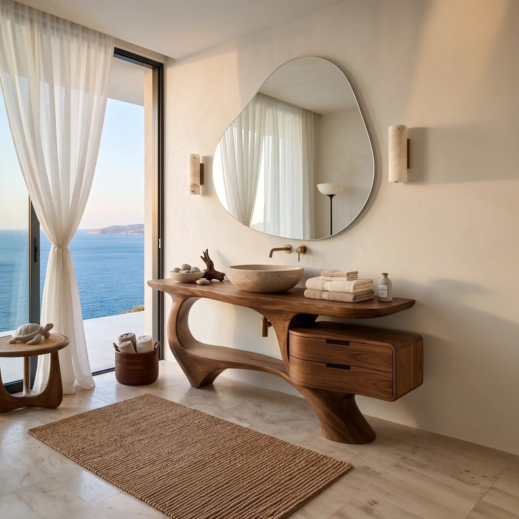 Minimal Bathroom Vanity Sculptural Loop Cabinet For Luxury Homes