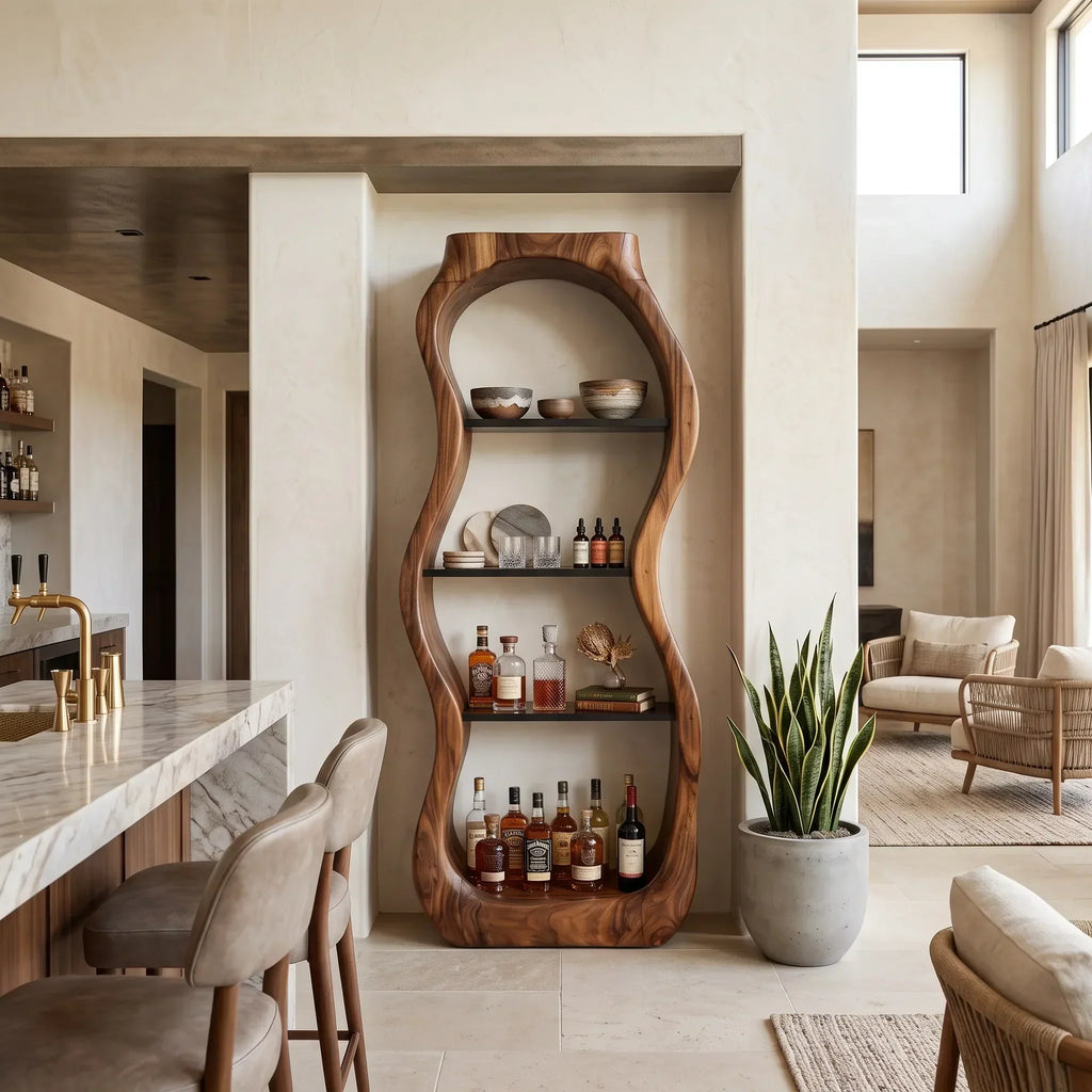 Handcrafted Sculptural Liquor Cabinet Modern Cafe