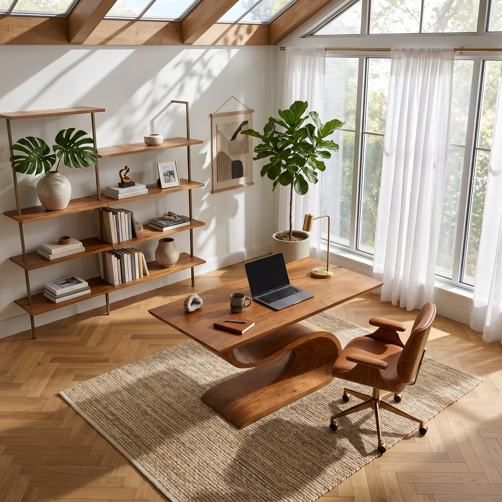 Spacious Wood Executive Desk For Open Plan Workspaces