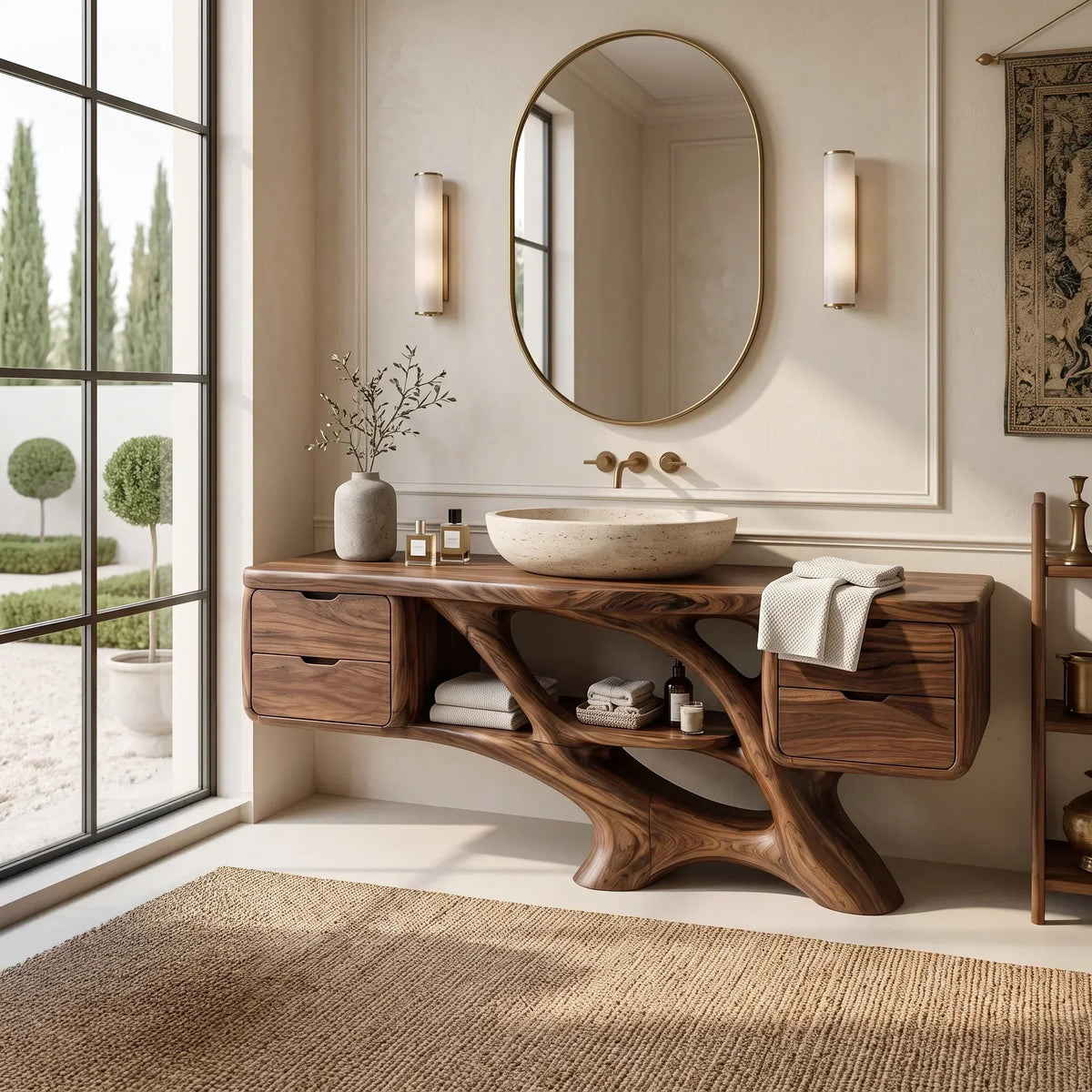 Contemporary Bathroom Vanity Flowing Base With Drawer For Luxury Homes