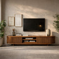 Hand Carved Wooden Media Cabinet For Living Room