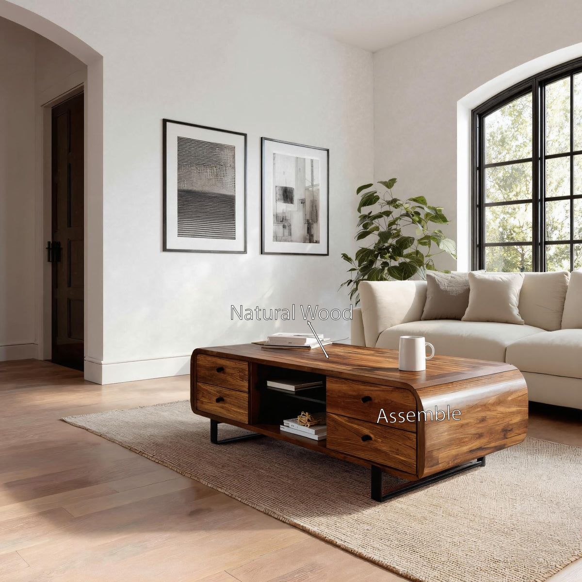 Contemporary Coffee Table With Drawer And Open Shelf For Interior