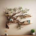 Wall Tree Bookcase with Wood or Faux Leaves, 72 in Wide x 48 in