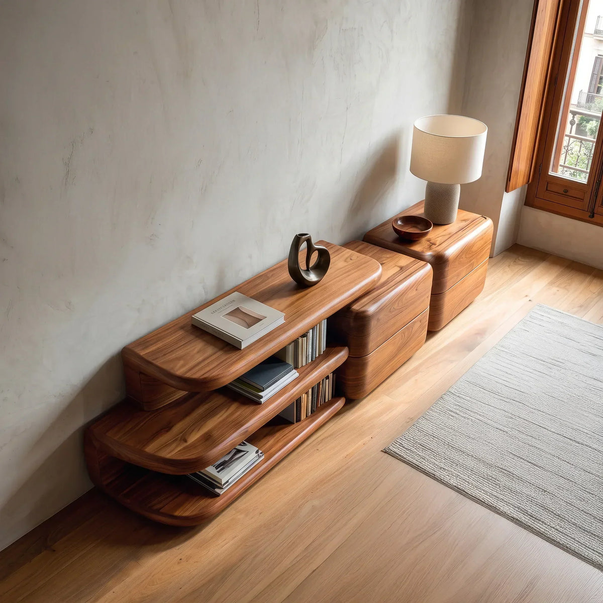 Modern Curved Storage Sideboard For Dining Room