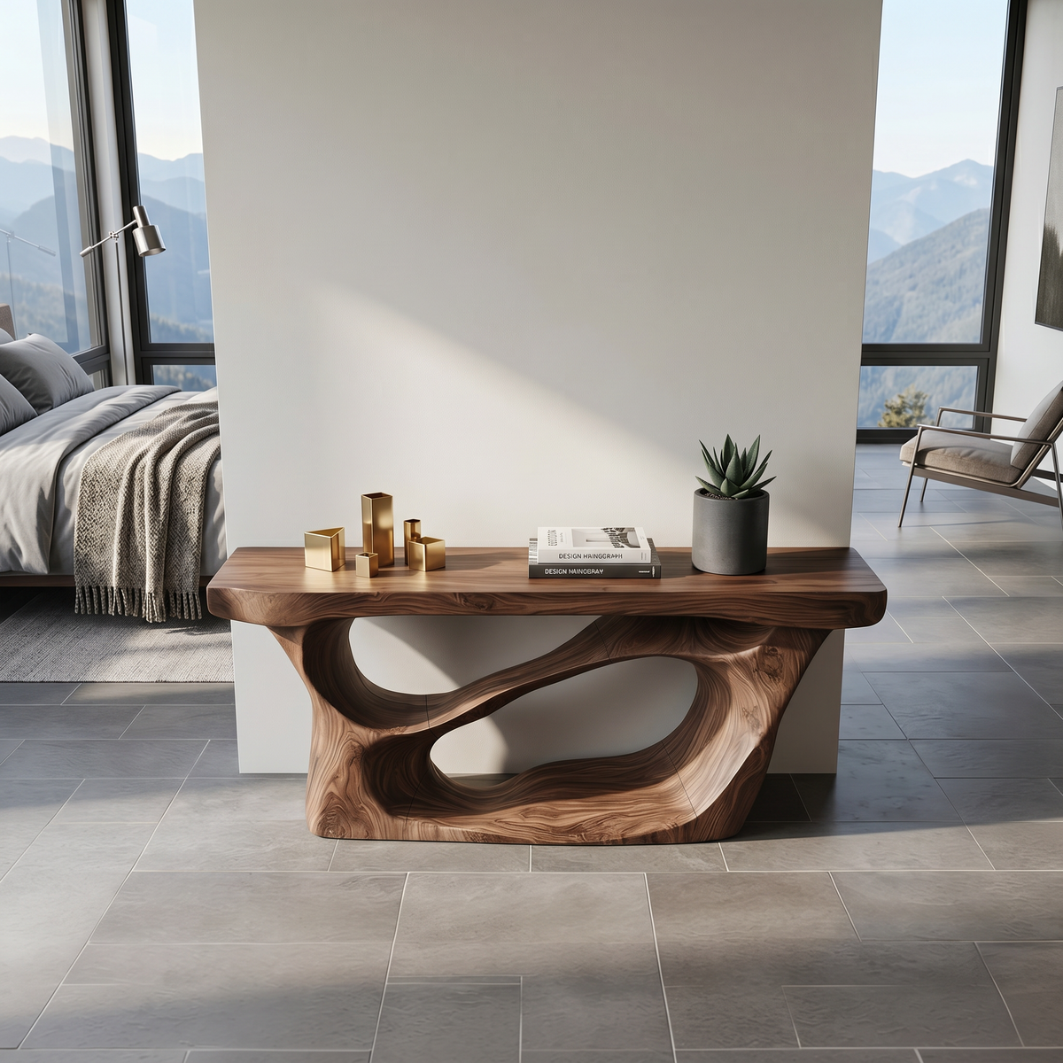 Farmhouse Accent Table, Live Edge Solid Wood Hallway Table