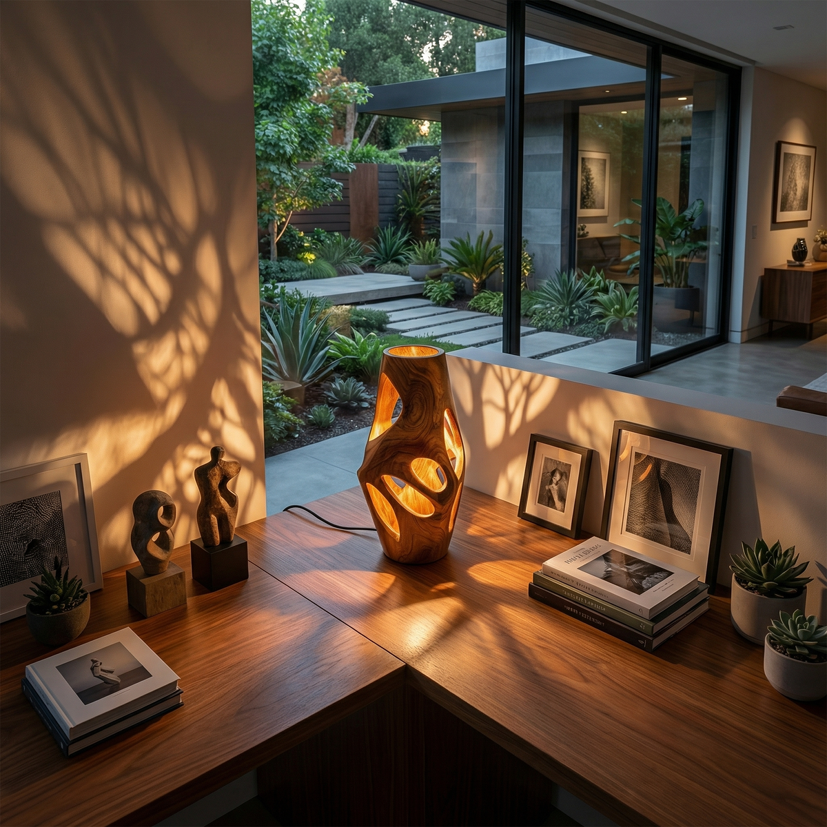 Wood Table Lamp, Industrial Ambient Bedside Light for Lounge or Bar