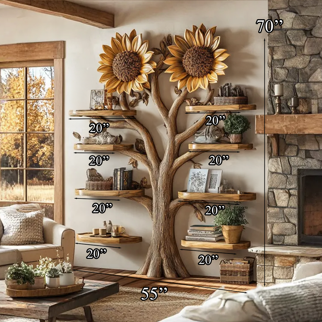 Natural Tree Branch Wall Bookcase, One Of A Kind, 70 x 55 Inch
