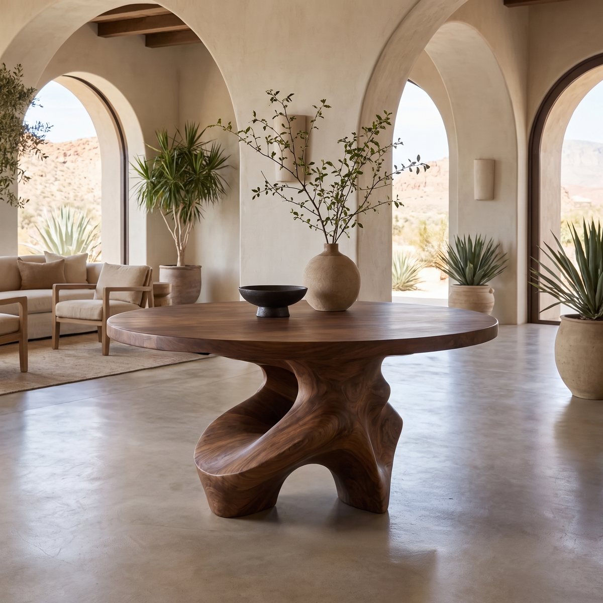 Minimalist Foyer Table Handcrafted Organic Base For Entryway