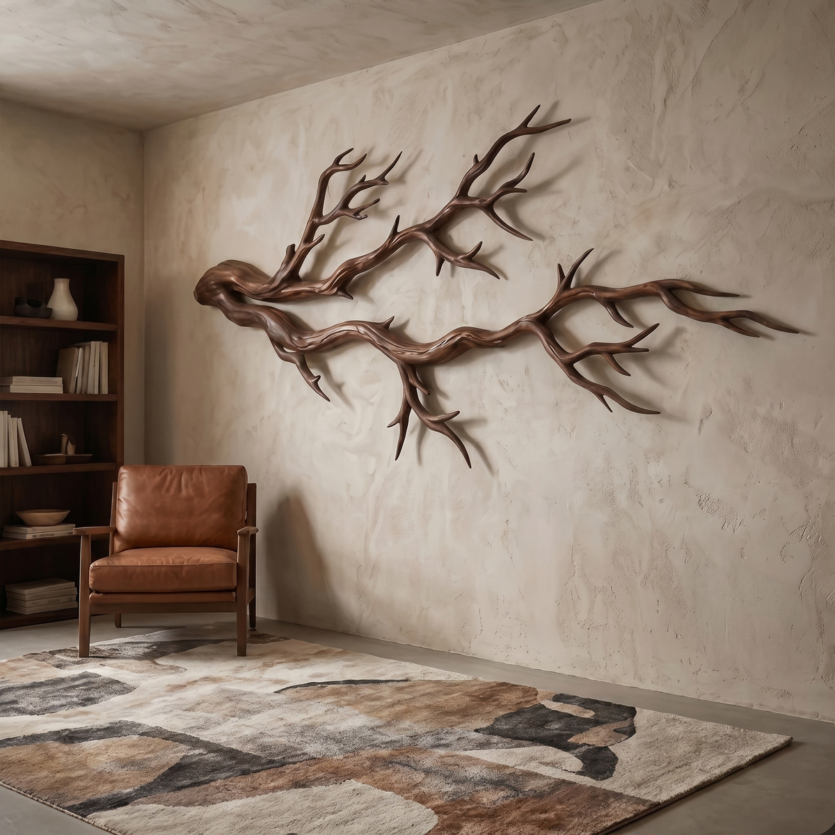 Organic Modern Intertwined Root Wood Wall Art, 51 to 80 in Long