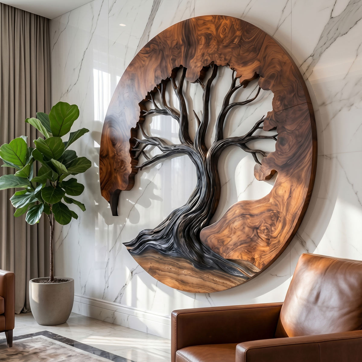 Sculptural Wooden Tree Wall Decor