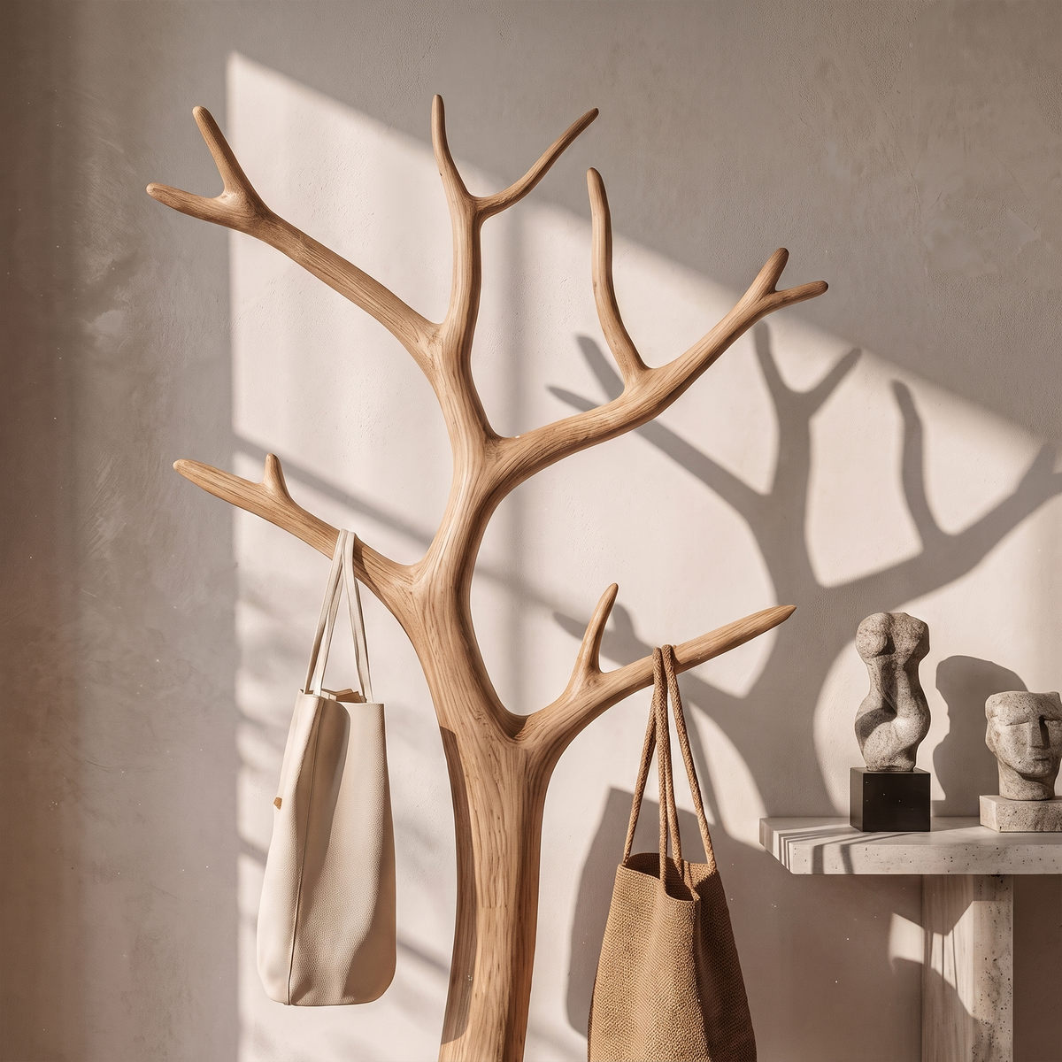 Wall-Mounted Driftwood Branch Hook Rack for Coats, 60 to 80 in