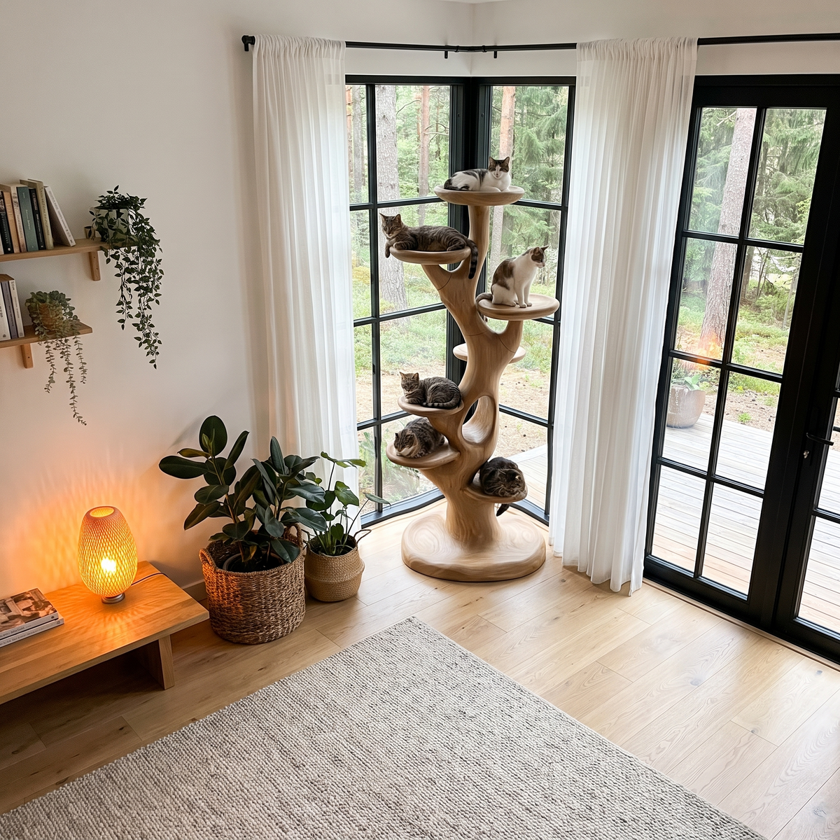 Sculptural Cat Tree With Multi Level Platforms For Indoor Cats
