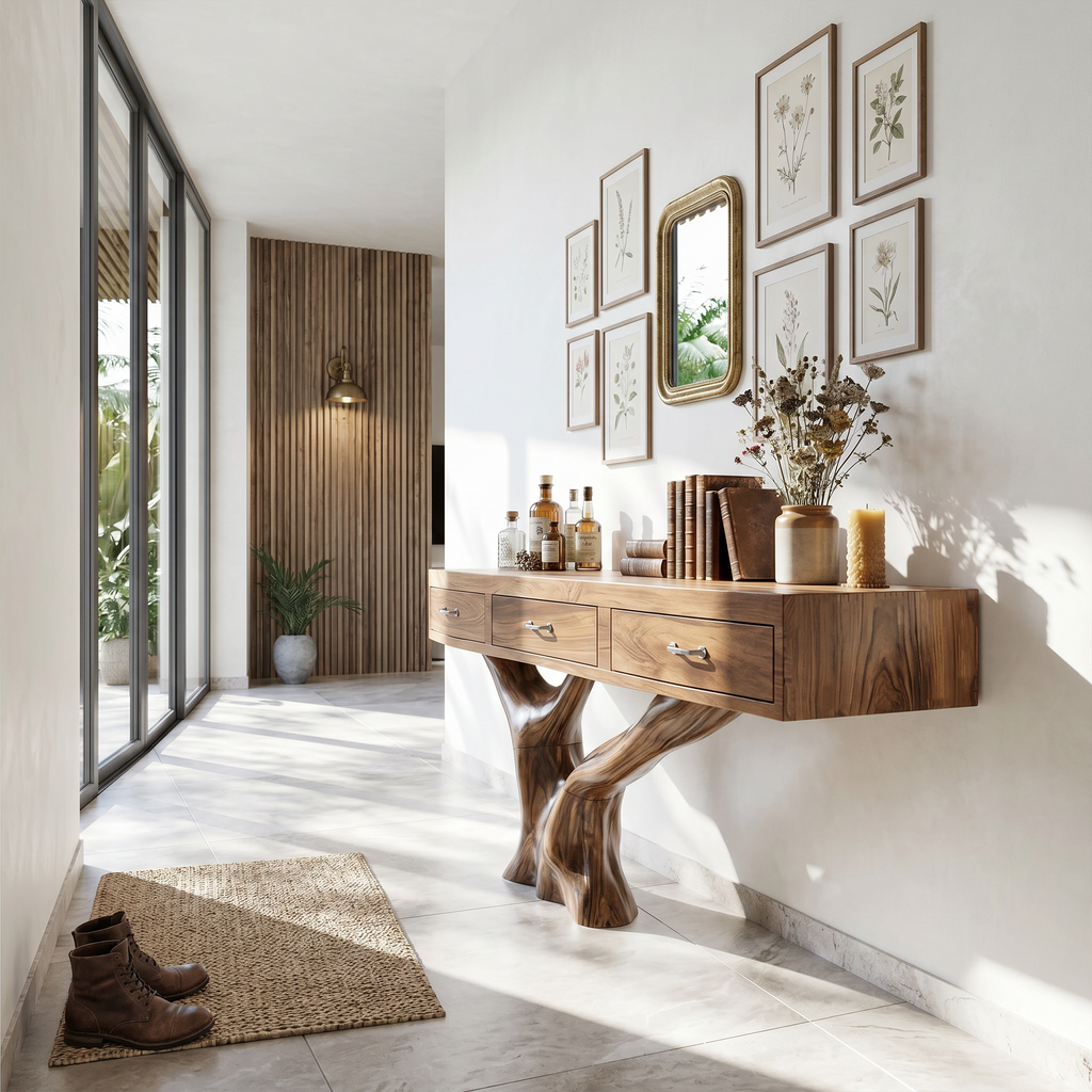 Farmhouse Live Edge Solid Wood Entryway Table