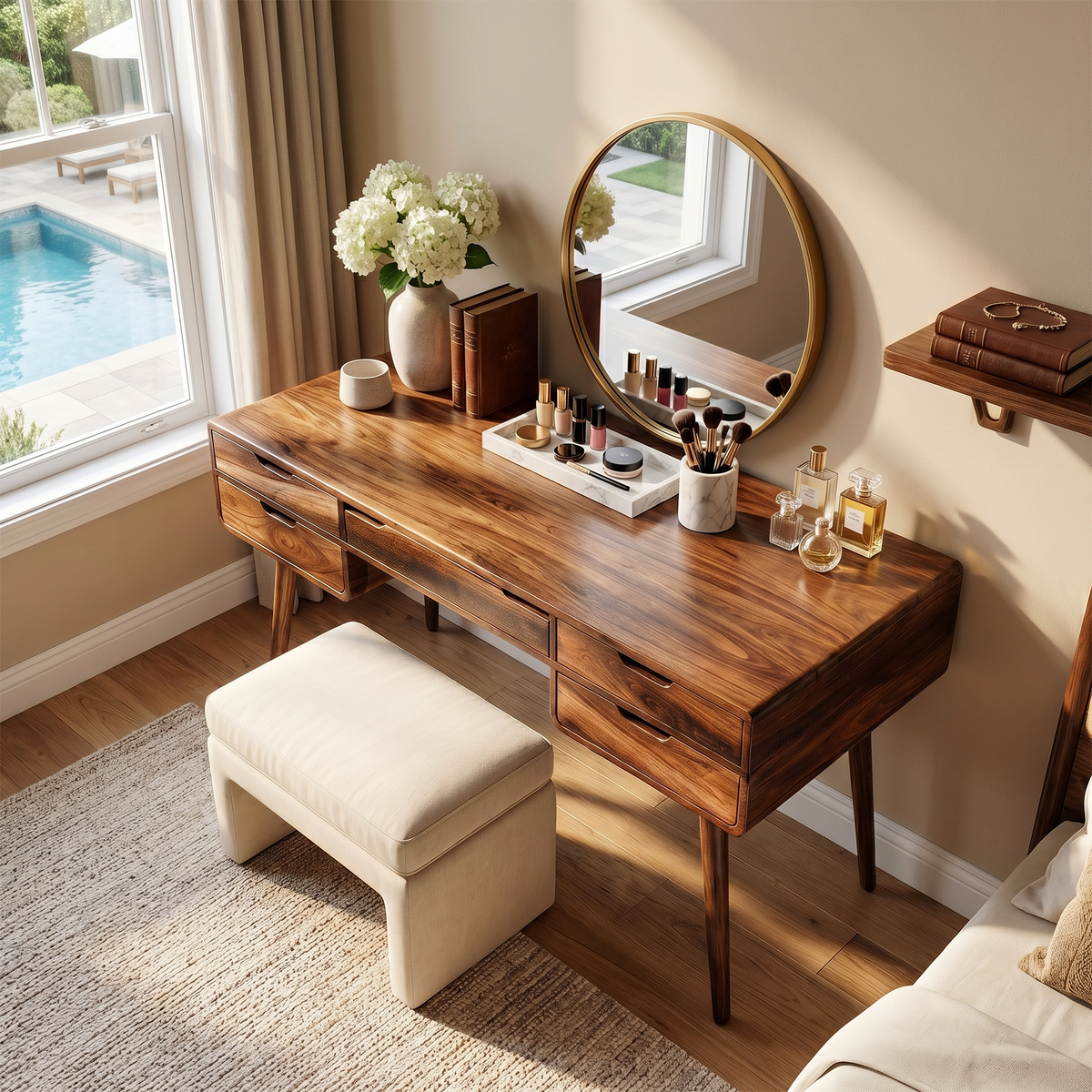 Classic Wooden Makeup Vanity Desk