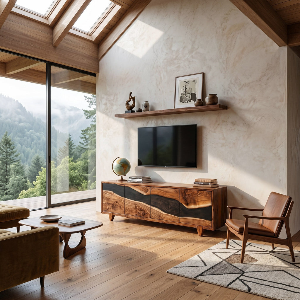 Farmhouse Solid Wood Media Console For Home Decor