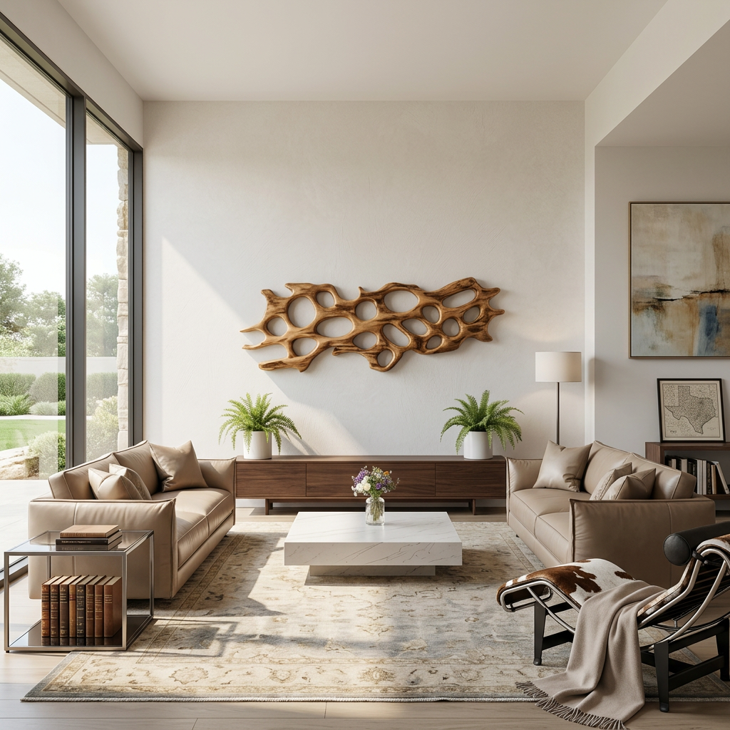 Rippling Cutout Abstract Wood Wall Panel, 25 in High, 47 to 79 in