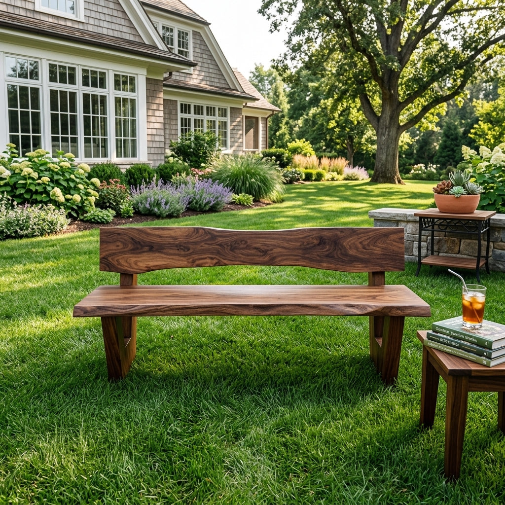 Rustic Outdoor Wooden Bench For Garden Seating