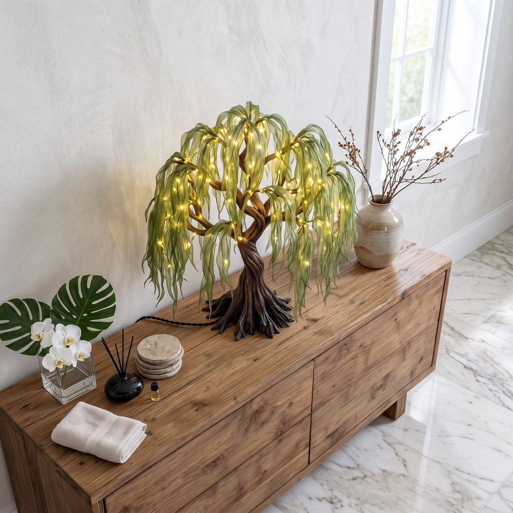 Scandinavian Bonsai Tree Table Lamp For Bedroom Decor