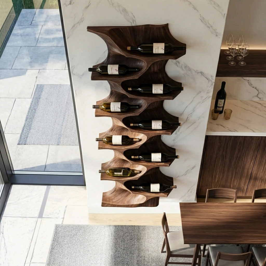 Tall Vertical Wood Wine Rack For Dining Room Walls, 50 to 70 Inch