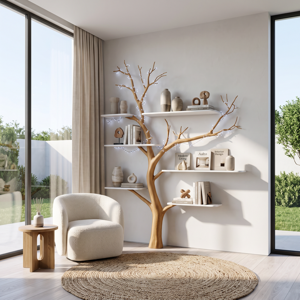 Tree Branch Bookshelf, Mid Century Wall Shelf for Nursery or Bedroom