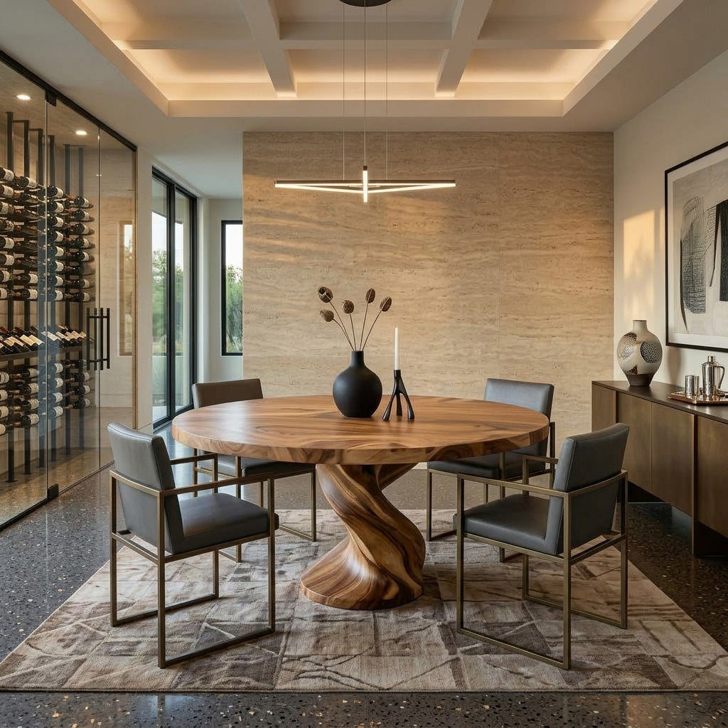 Luxury Twisted Pedestal Dining Table For Dining Room