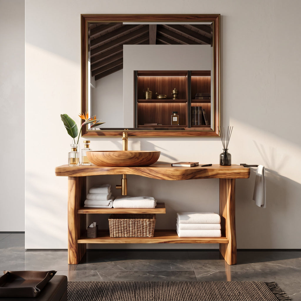 Handcrafted Solid Wood Bathroom Vanity With Drawers