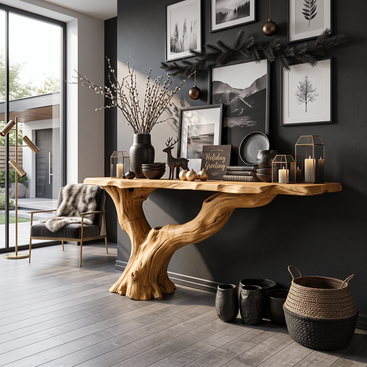 Console Table Solid Wood Farmhouse Entryway Gift