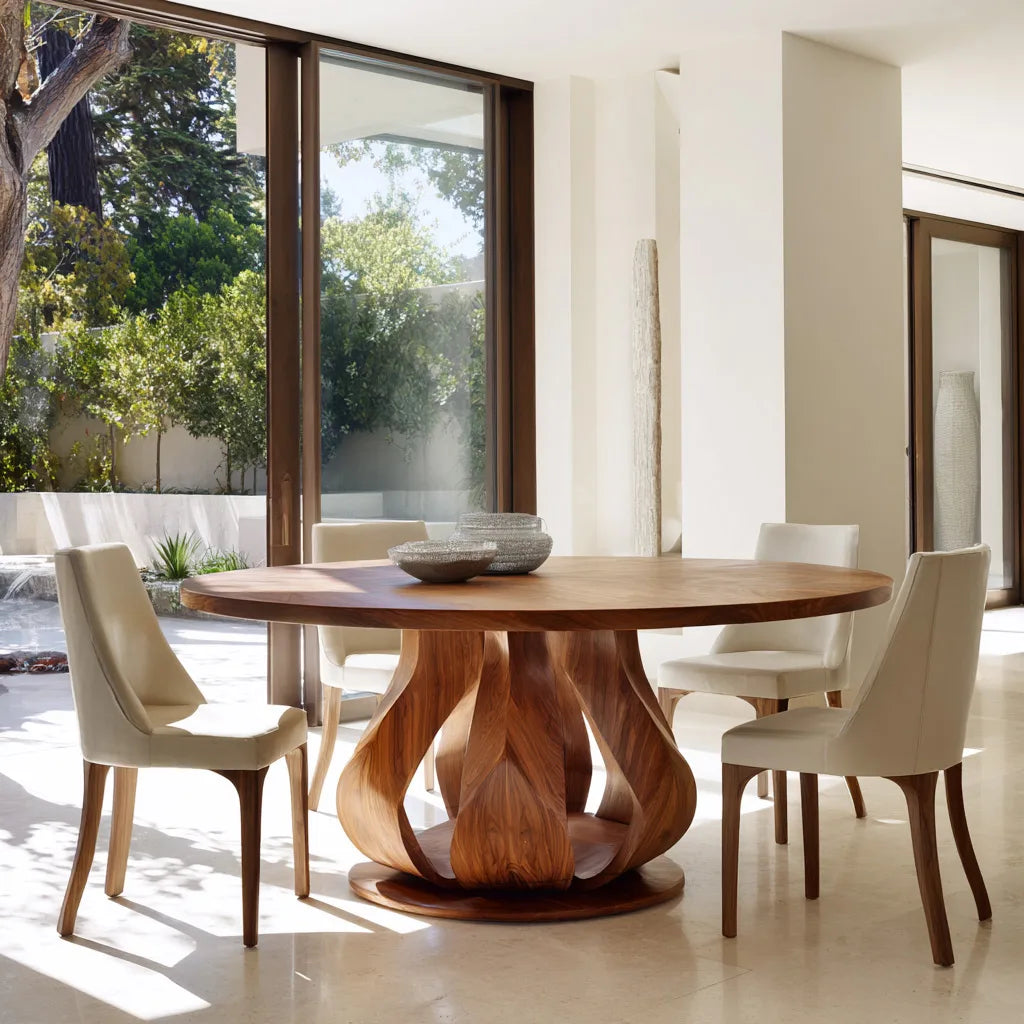Modern Petal Base Round Dining Table For Dining Room