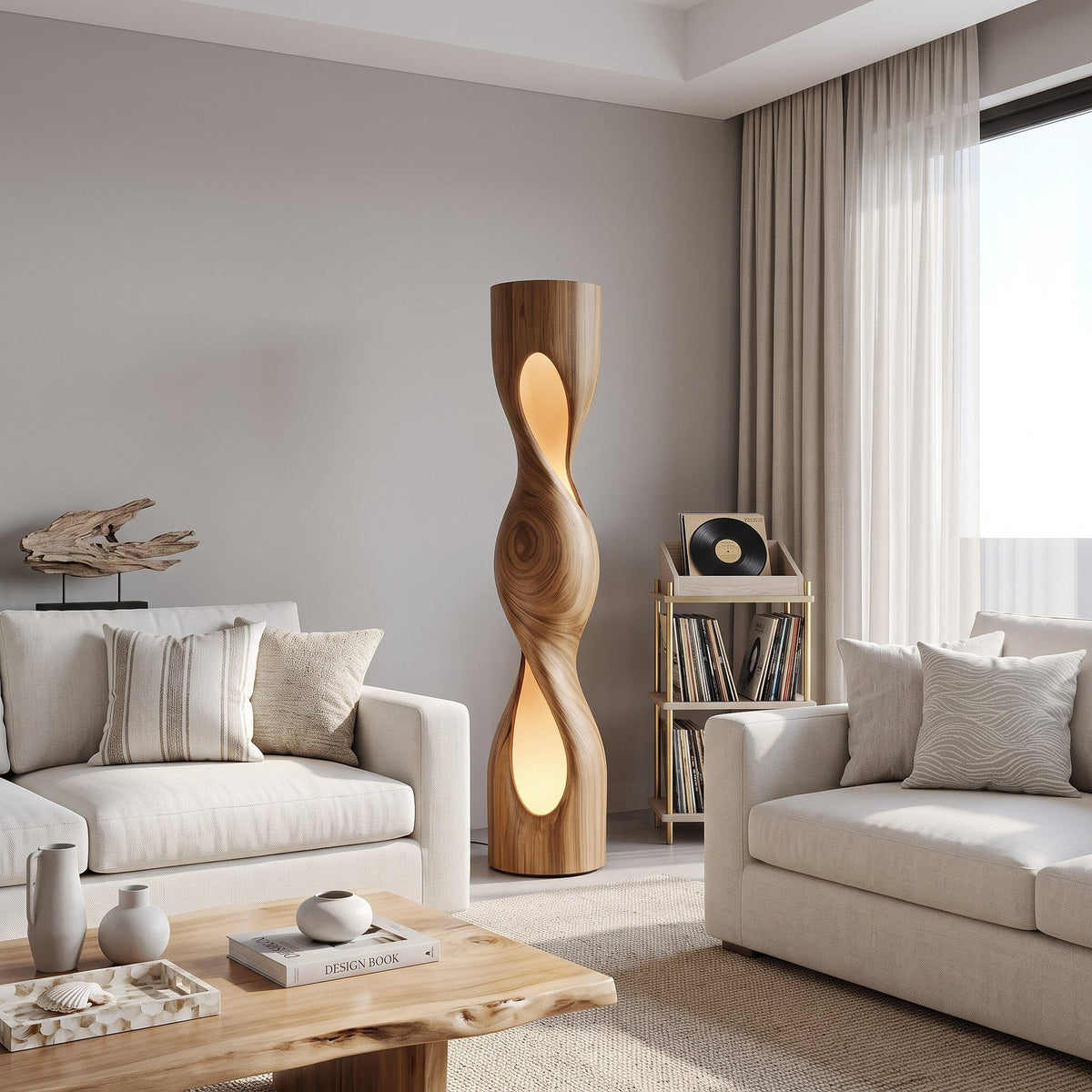 Organic Sculptural Twisted Floor Lamp For Living Room Or Bedroom