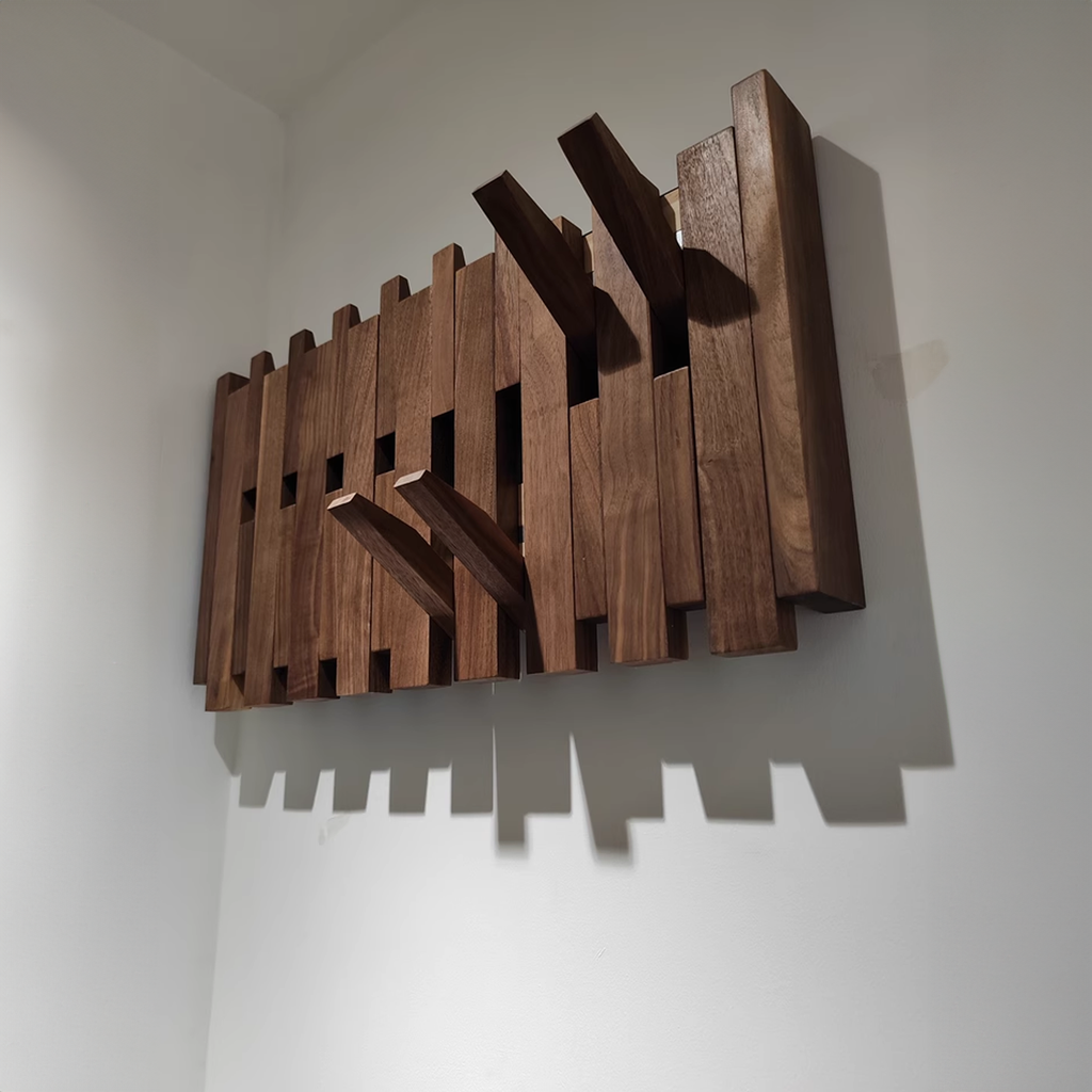 Piano Coat Rack Wall Mount, Solid Wood Entryway Hooks for Music Lovers