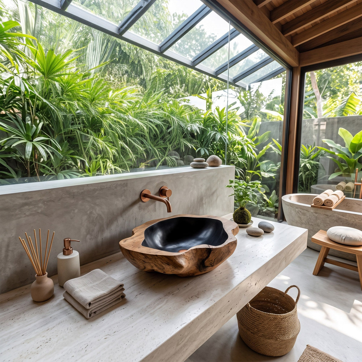 Farmhouse Wooden Vessel Sink For Bathroom