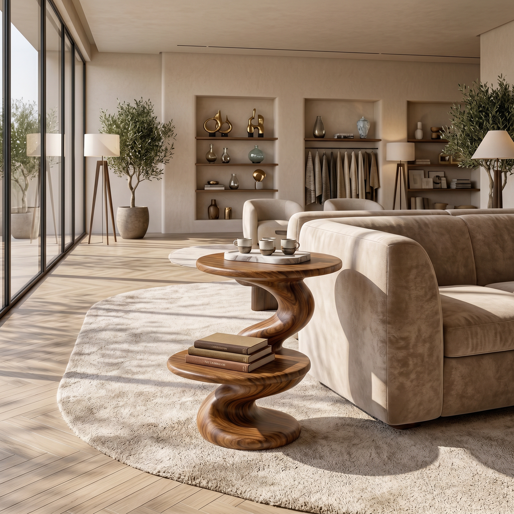 Two Level Wooden Accent Table For Lounge Seating, 16 To 24 Inch