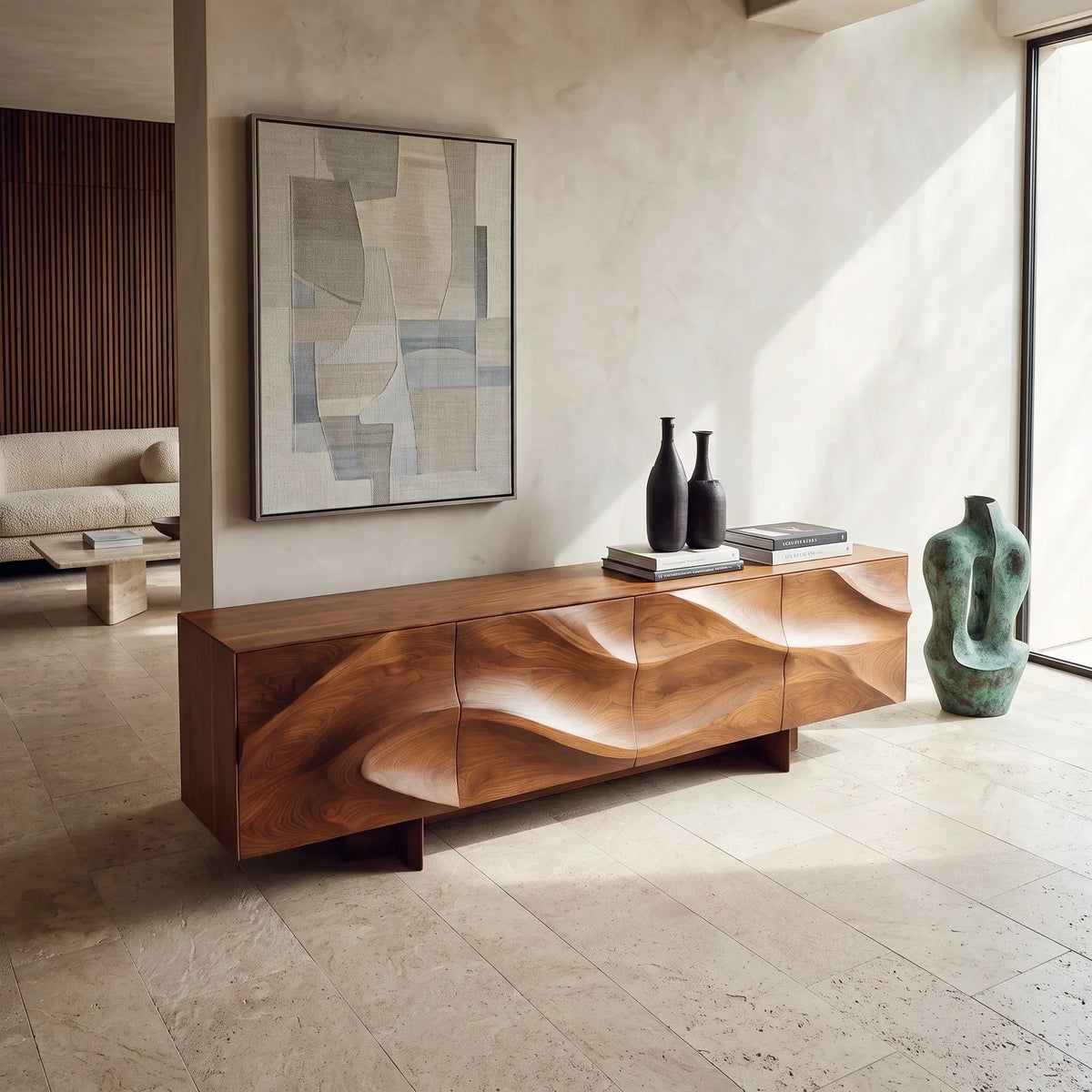 Contemporary Sculptural Wave Sideboard For Dining Room