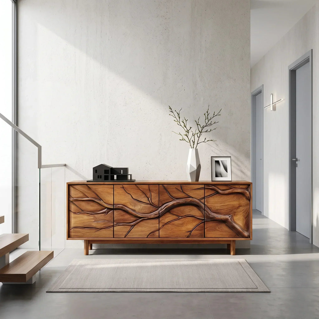 Modern Branch Carved Sideboard For Dining Area