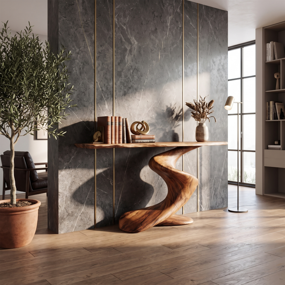 Handcrafted Solid Wood Console Table with Natural Knots and Grain
