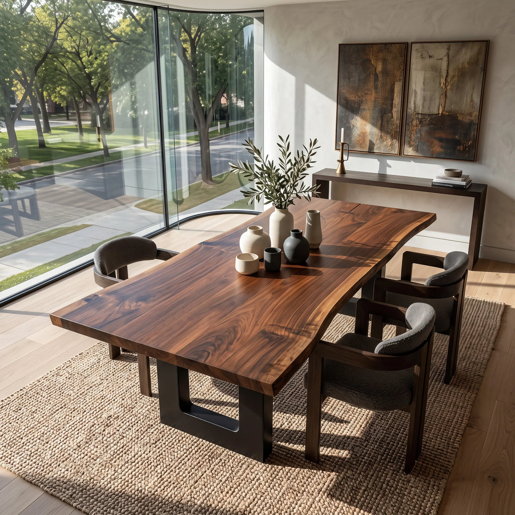 Modern Live Edge Dining Table Wood Slab For Dining Room