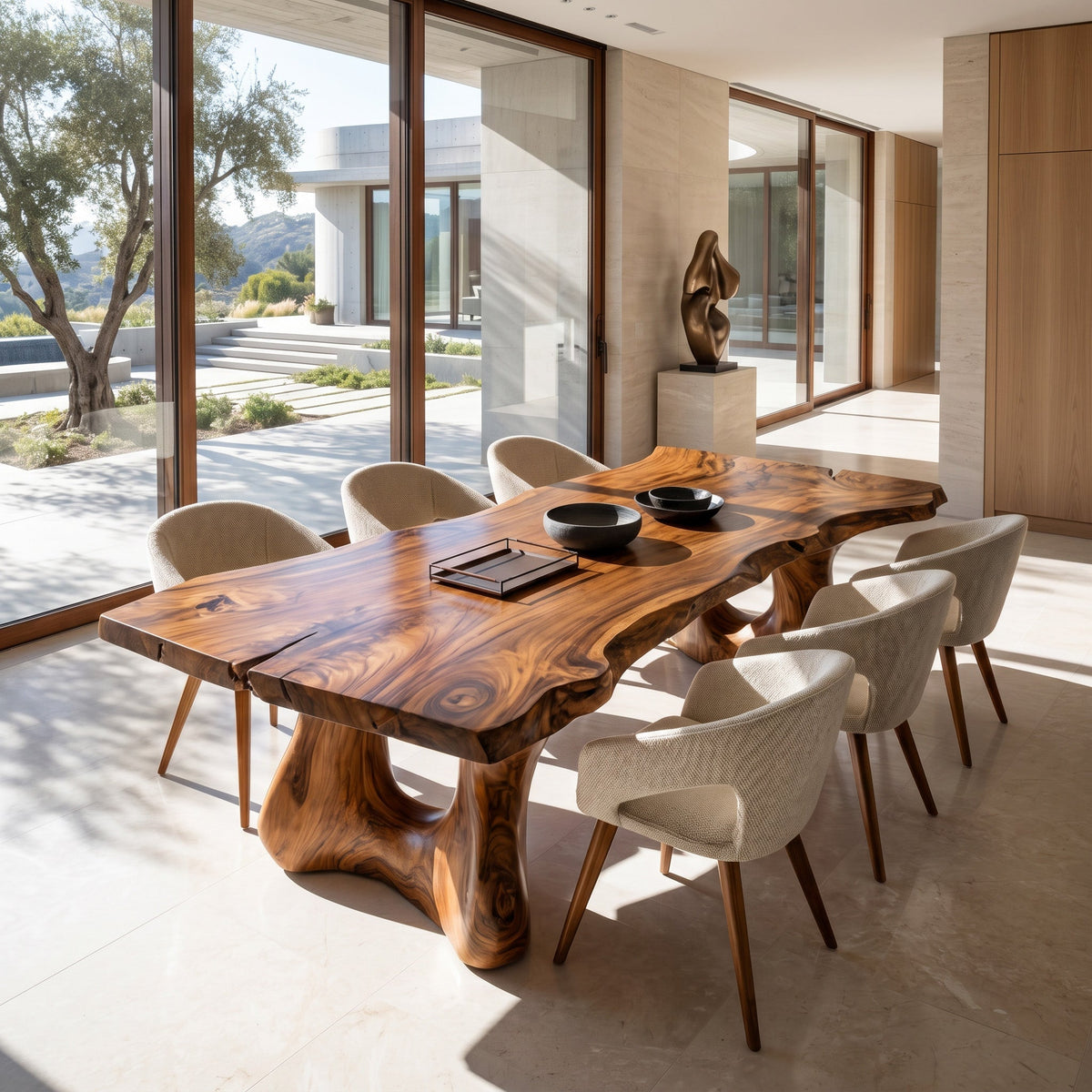 Live Edge Sculptural Dining Table For Modern Dining Room