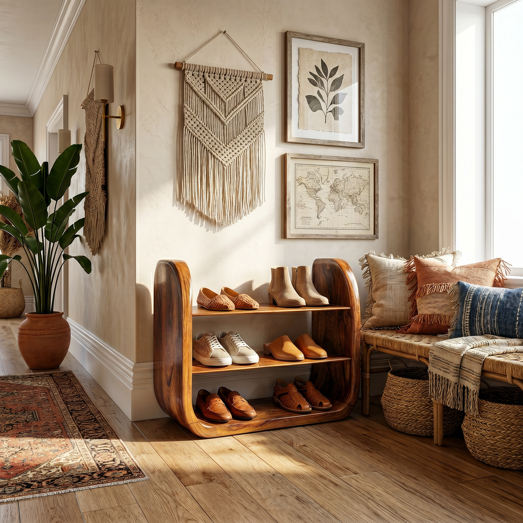 Japandi Vertical Wooden Shoe Storage Rack