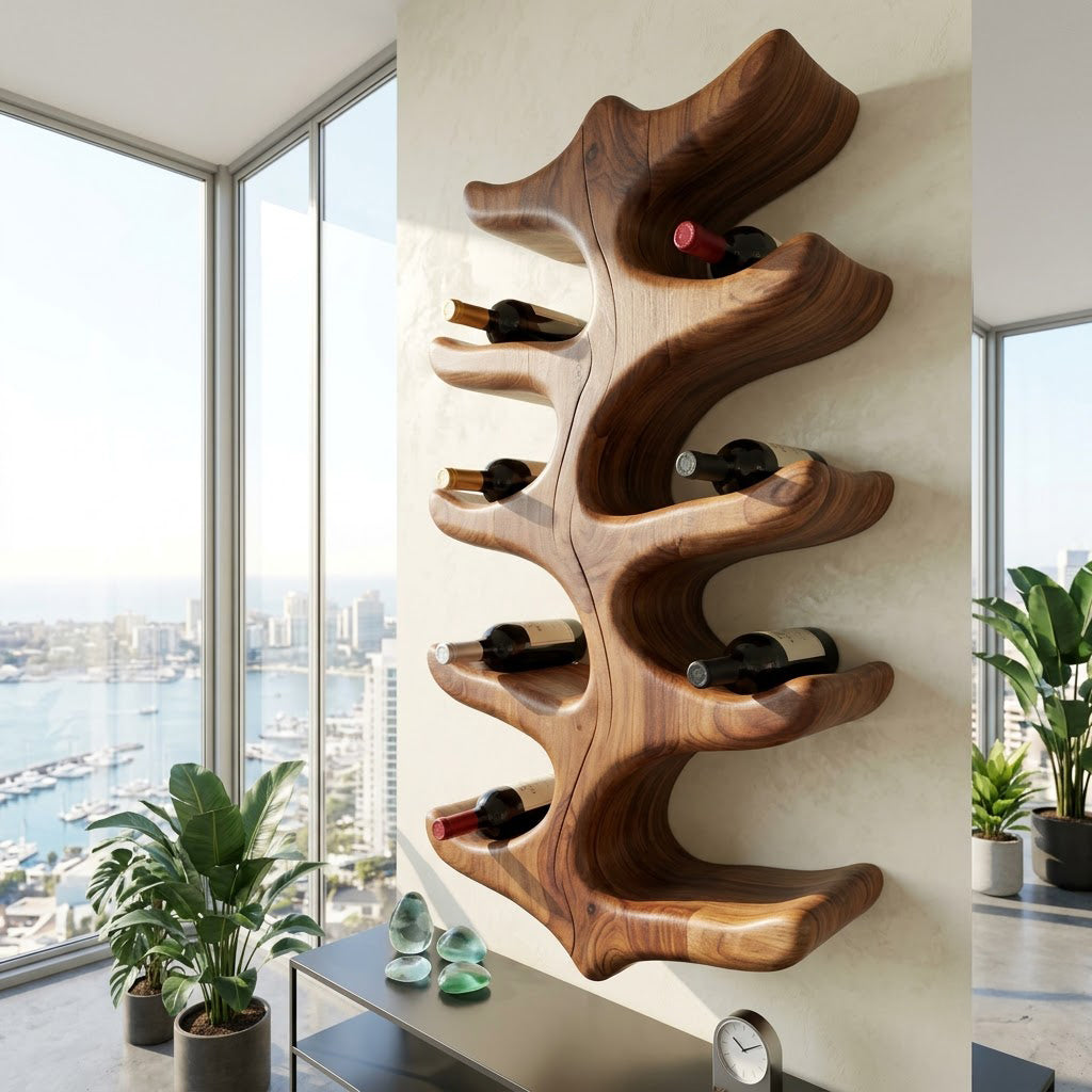 Artisan Timber Branch Wall Wine Rack